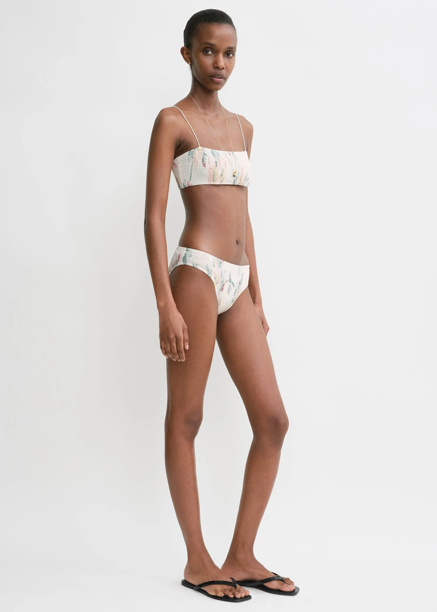 Smocked mid-rise bikini bottoms washed floral sold by Toteme product image thumbnail 2