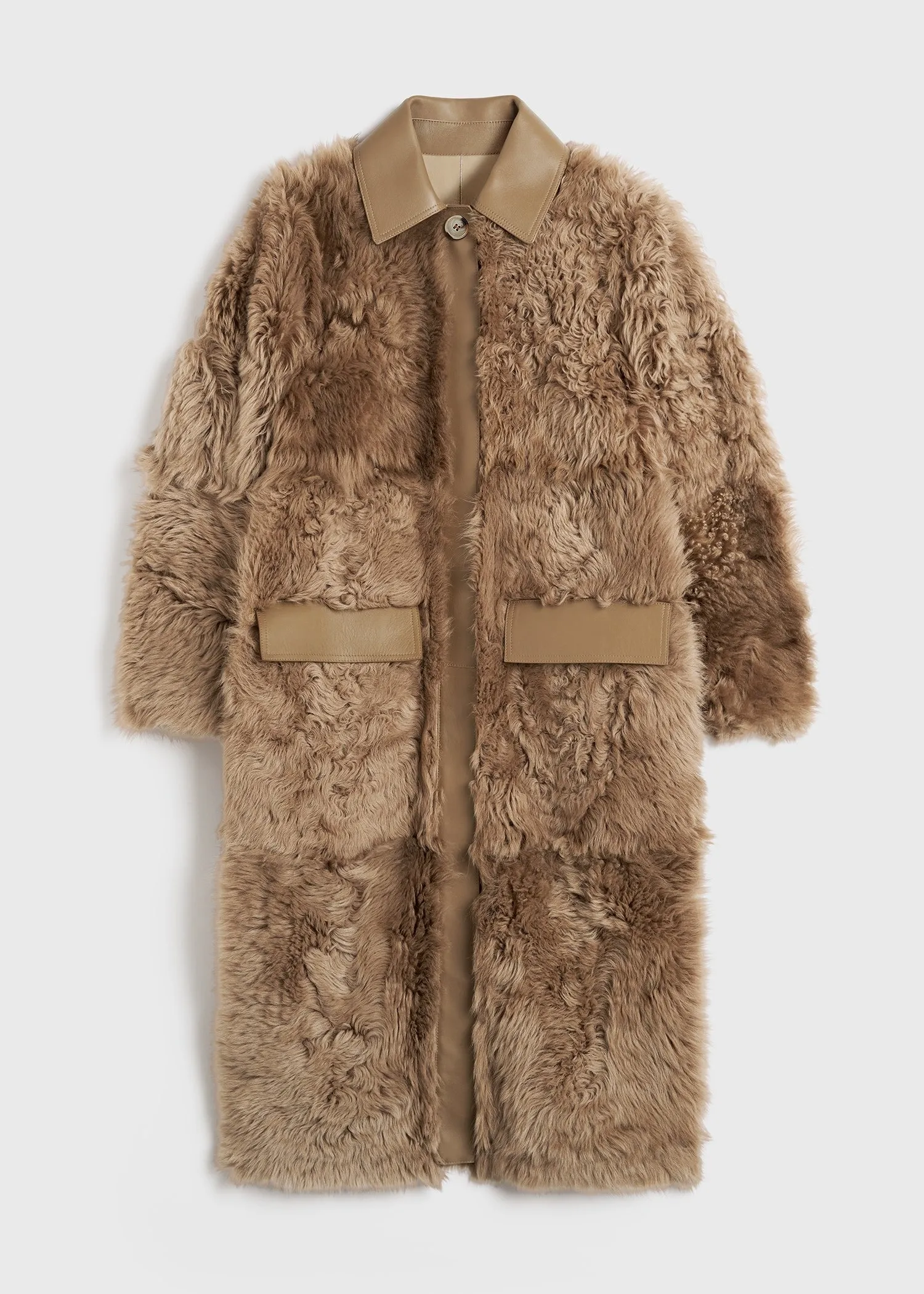 Curly shearling coat biscuit sold by Toteme product image thumbnail 5