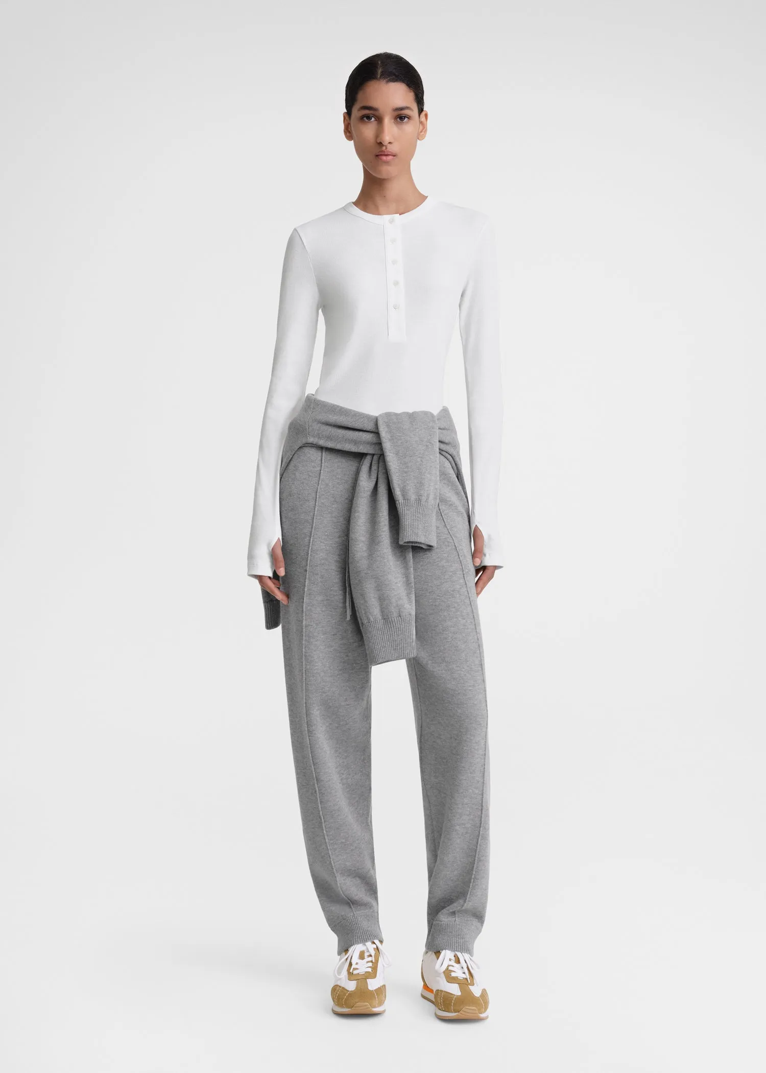 Classic rib henley top white sold by Toteme