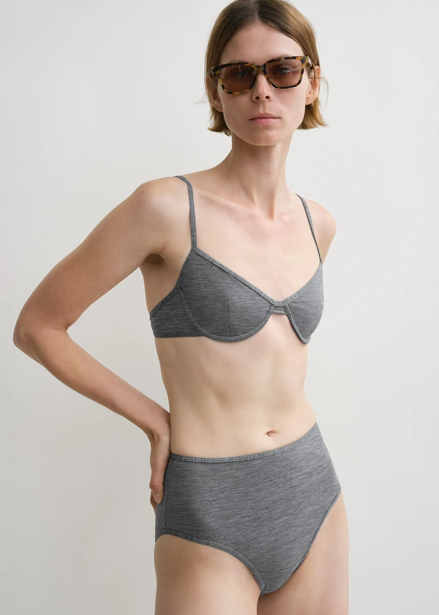 Half-cup bikini top grey melange sold by Toteme product image thumbnail 5