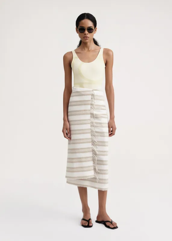 Striped linen-blend sarong sand dune sold by Toteme