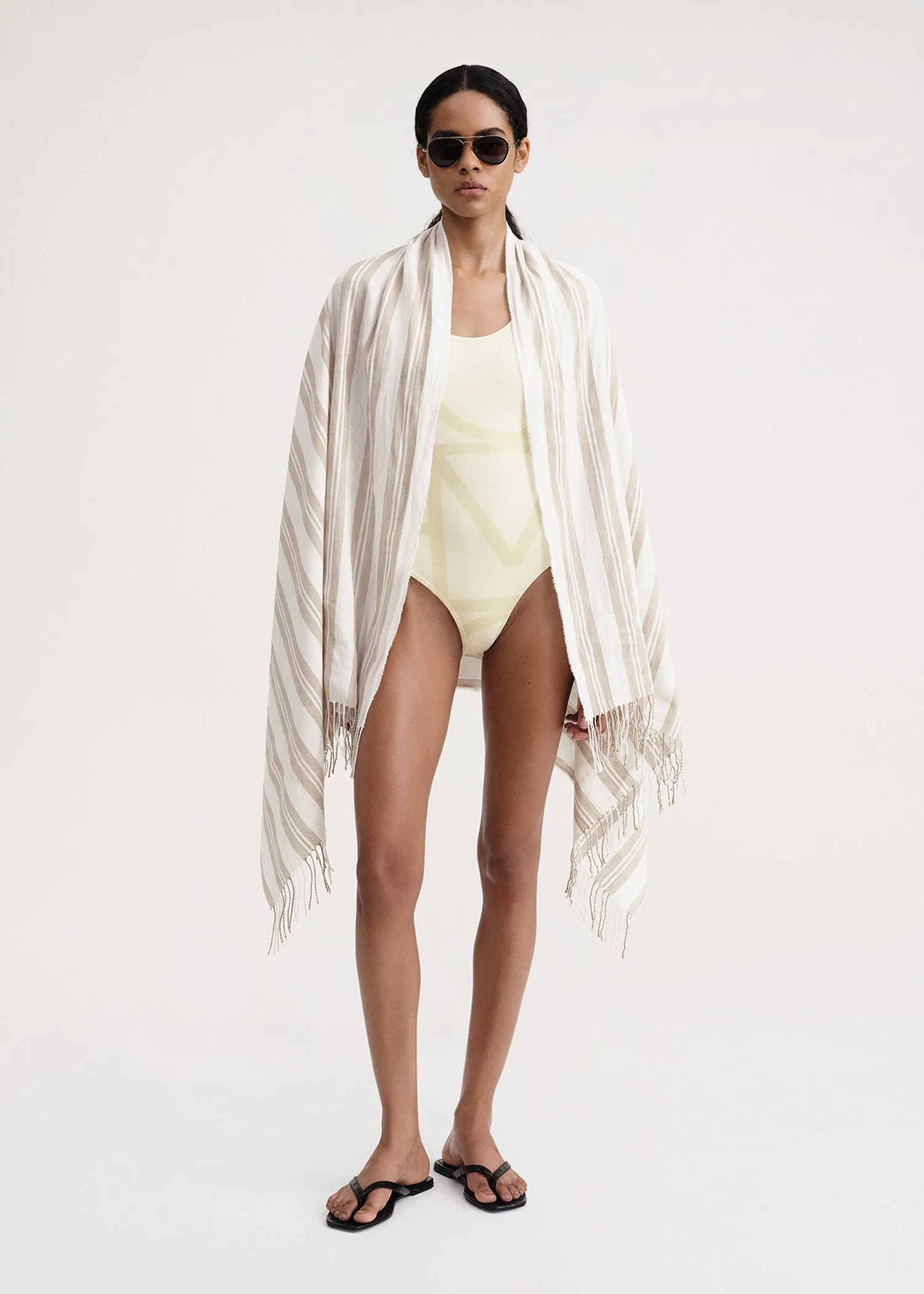 Striped linen-blend sarong sand dune sold by Toteme product image thumbnail 3