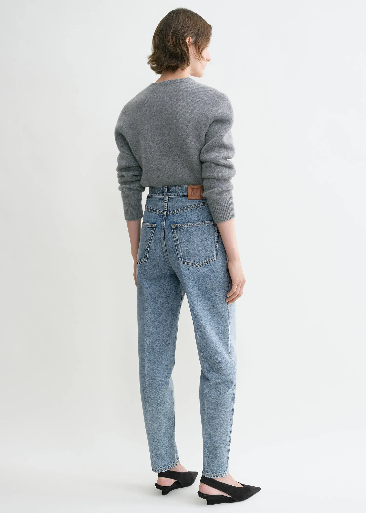 Tapered leg denim worn blue sold by Toteme product image thumbnail 3