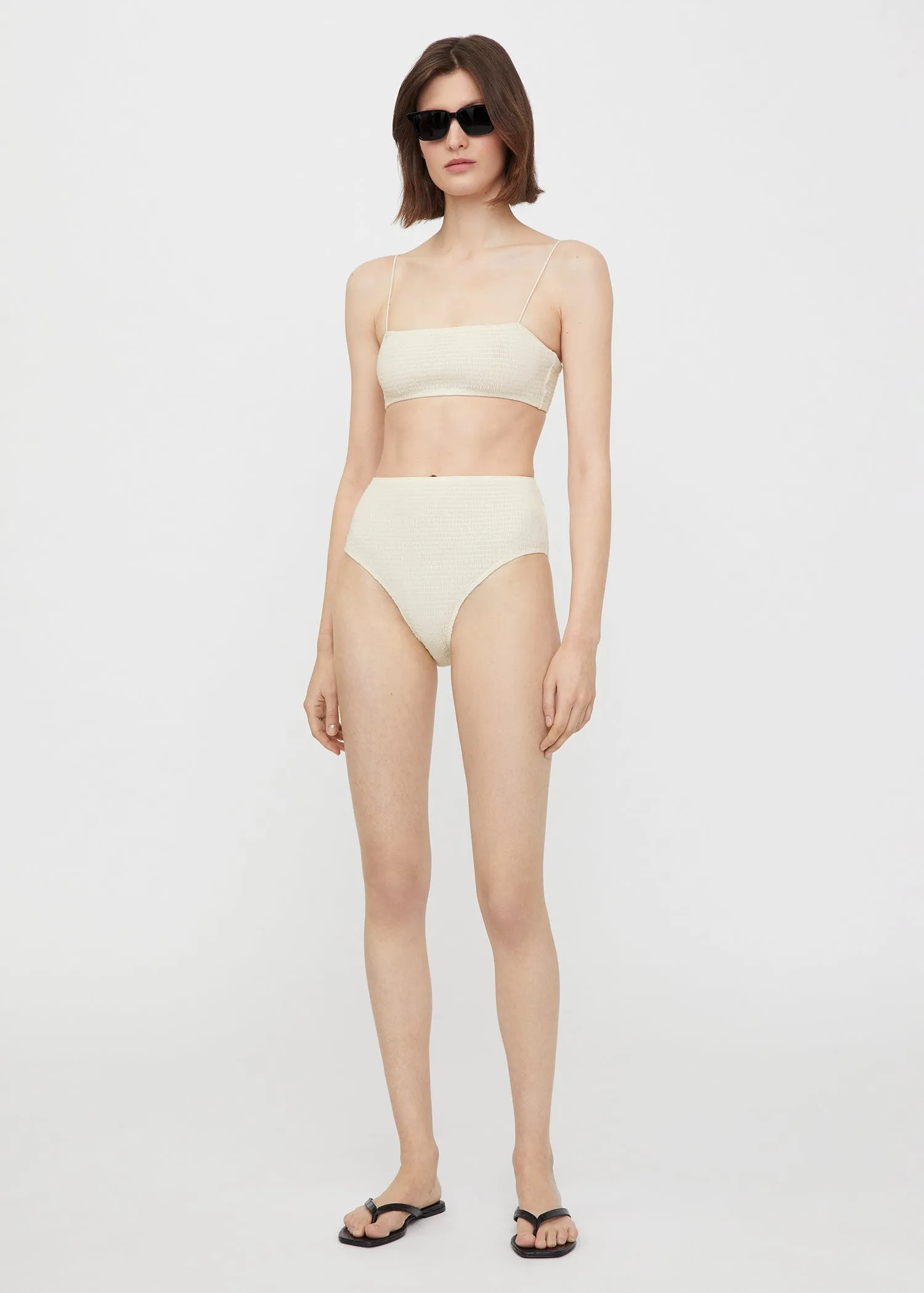 Smocked bikini bottoms tofu sold by Toteme