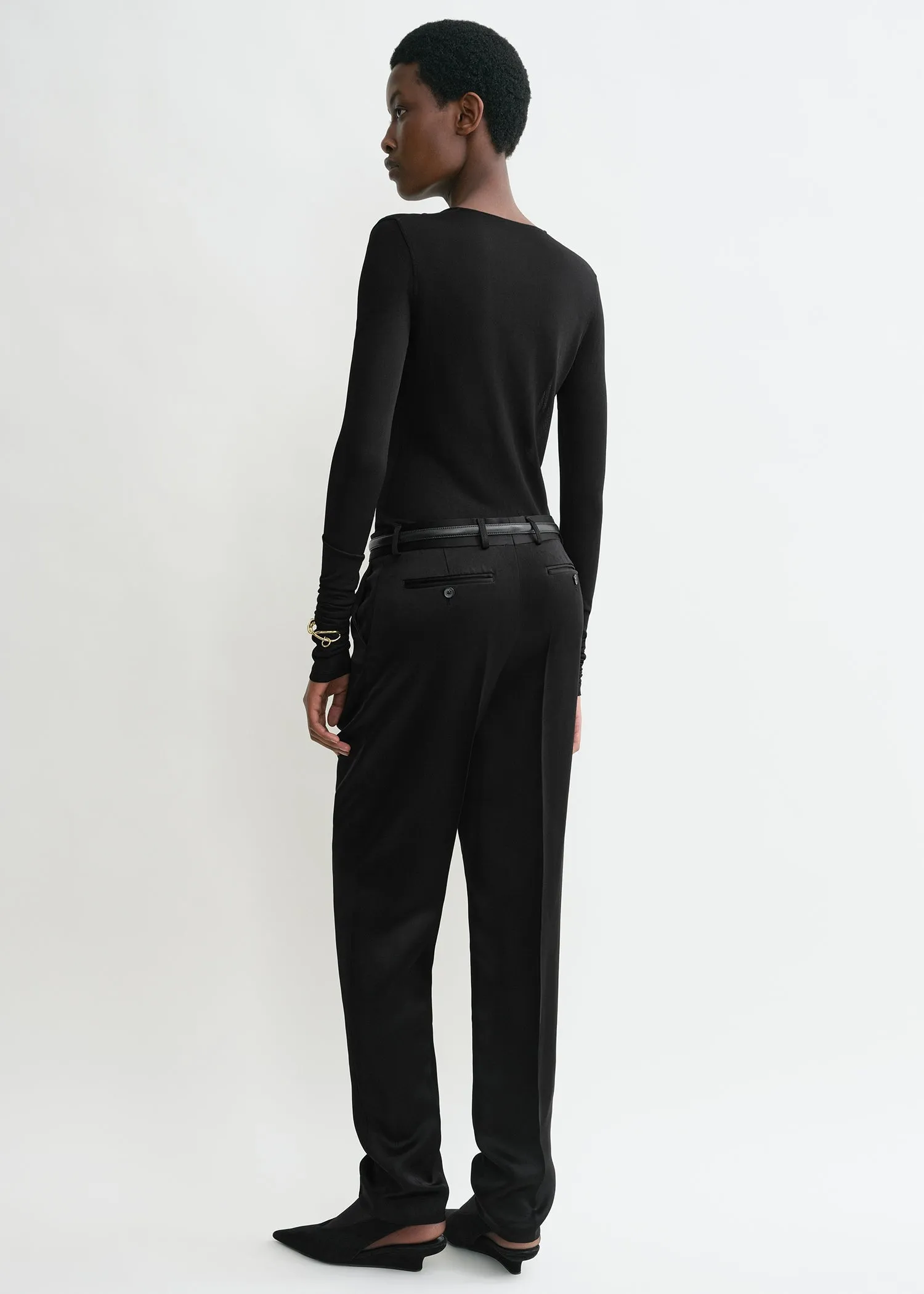 Draped V-neck top black sold by Toteme product image thumbnail 3