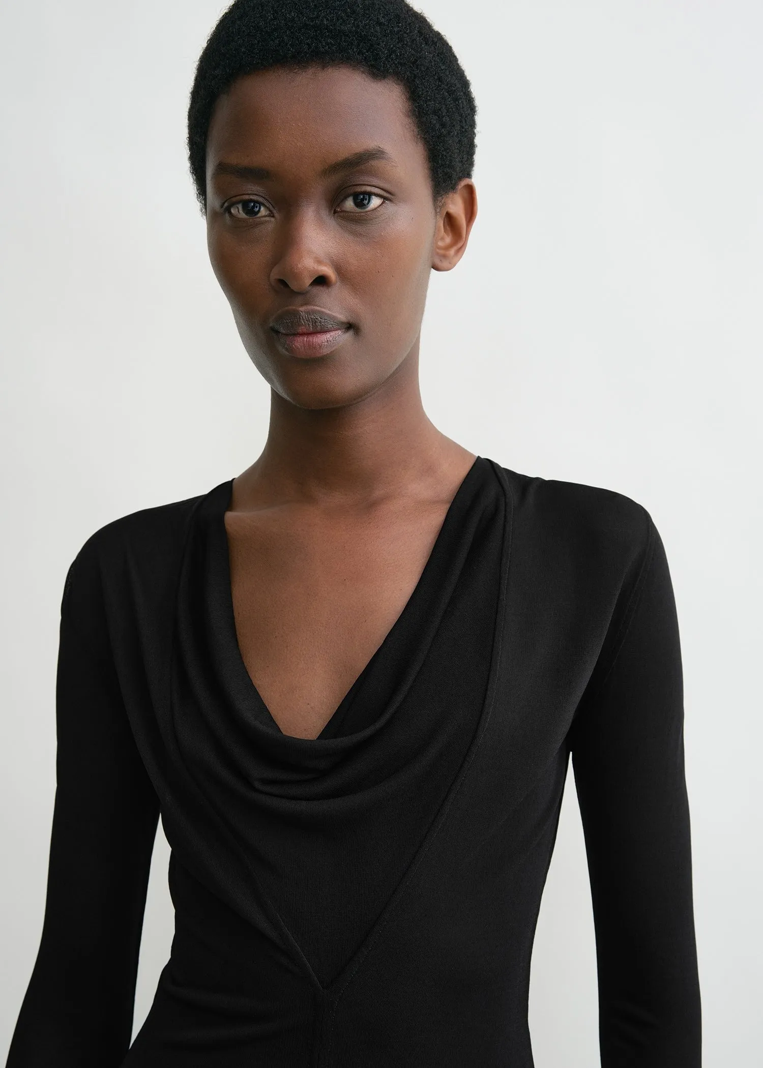 Draped V-neck top black sold by Toteme product image thumbnail 4