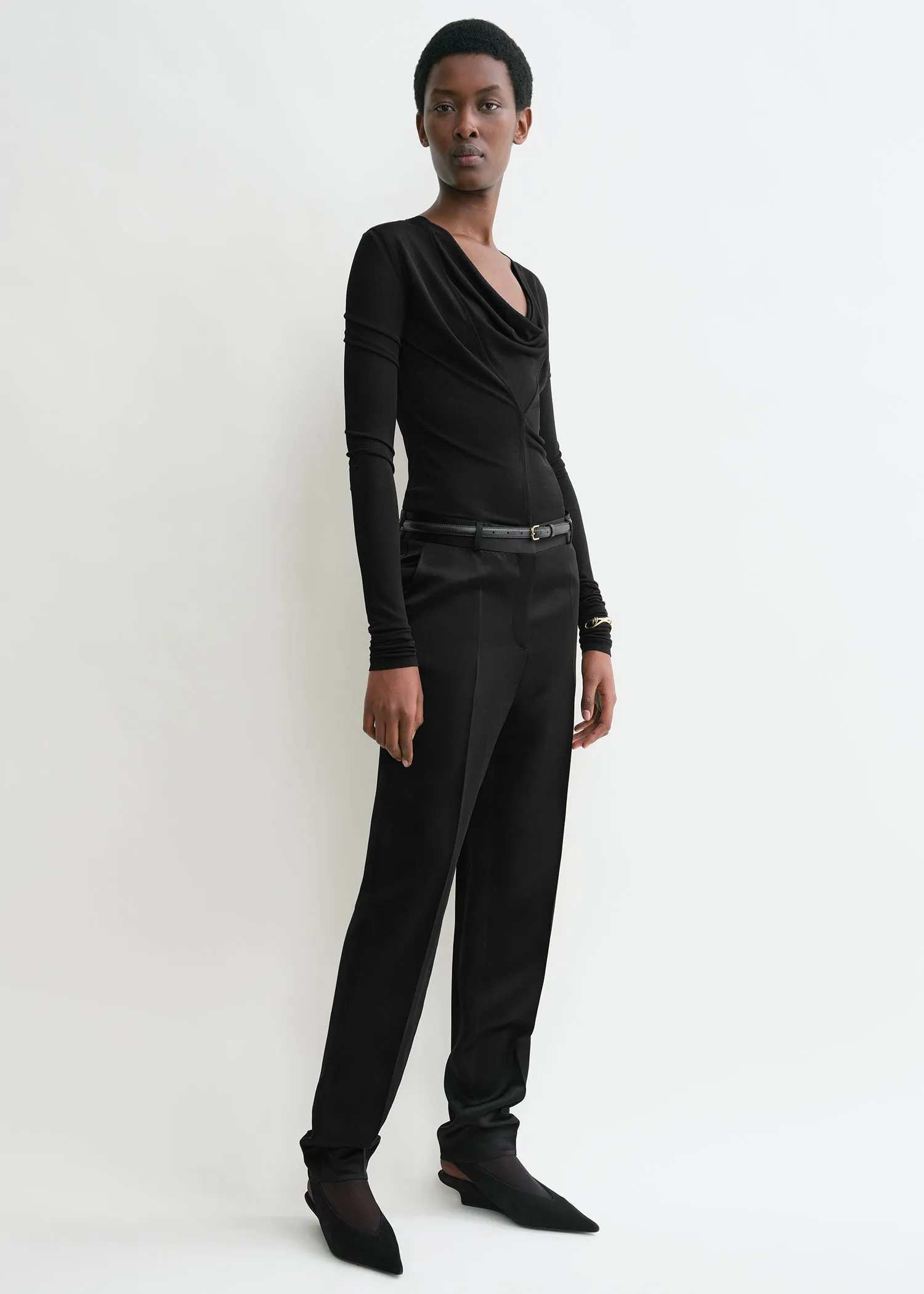 Draped V-neck top black sold by Toteme product image thumbnail 2