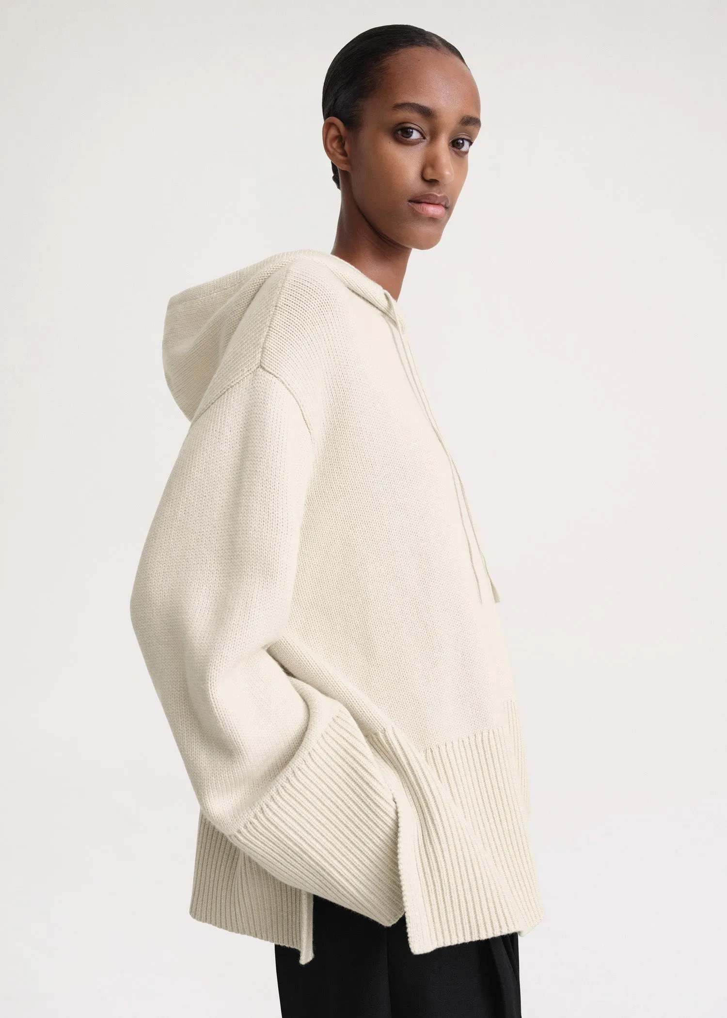 Signature hooded knit light sand sold by Toteme product image thumbnail 4
