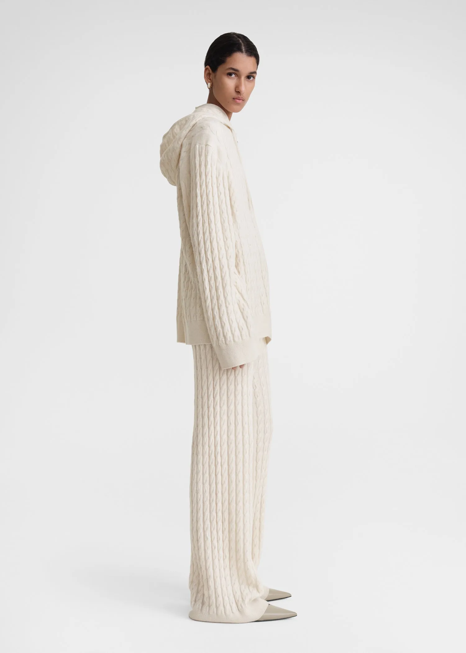 Cable knit hoodie snow sold by Toteme product image thumbnail 2