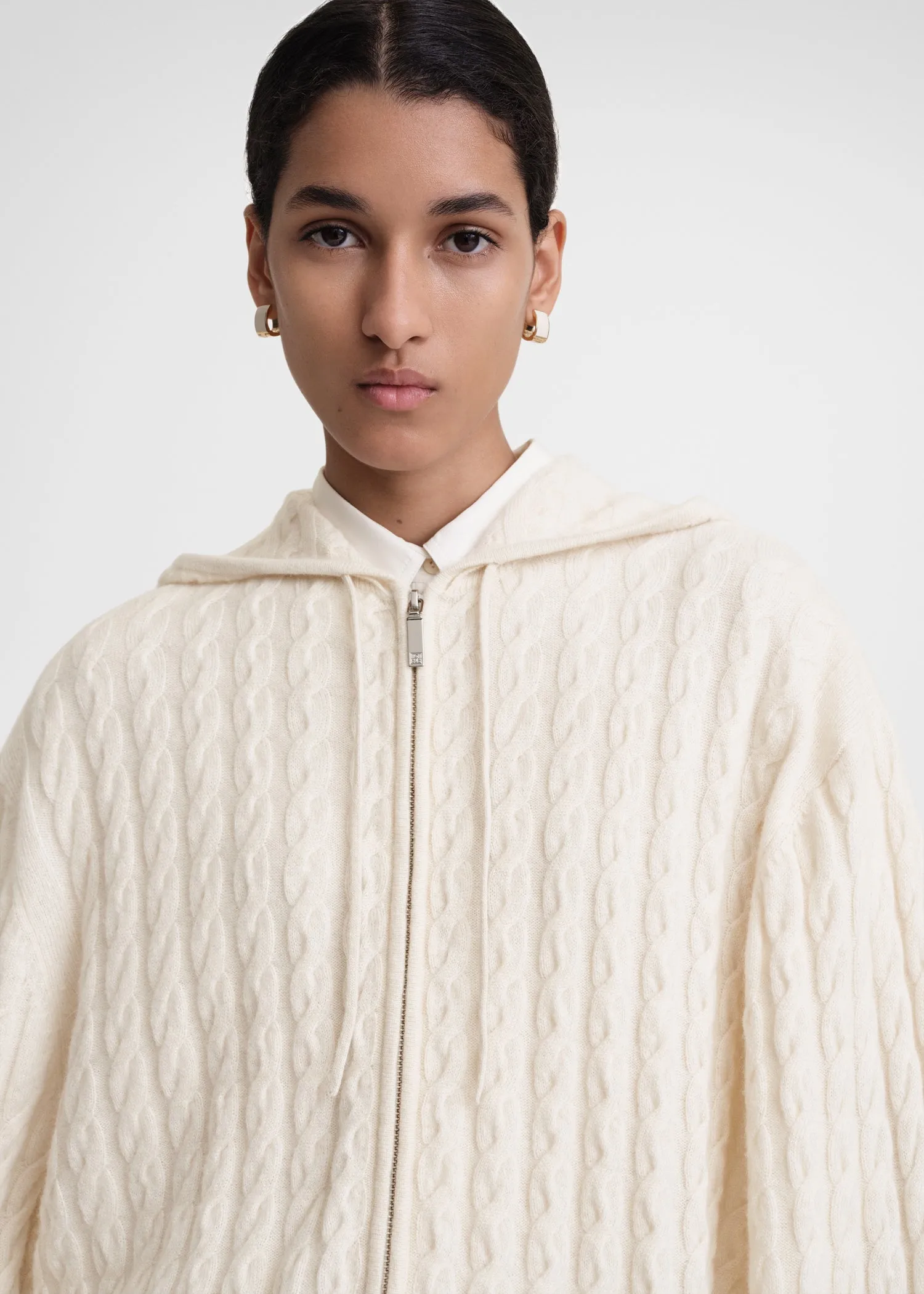 Cable knit hoodie snow sold by Toteme product image thumbnail 4