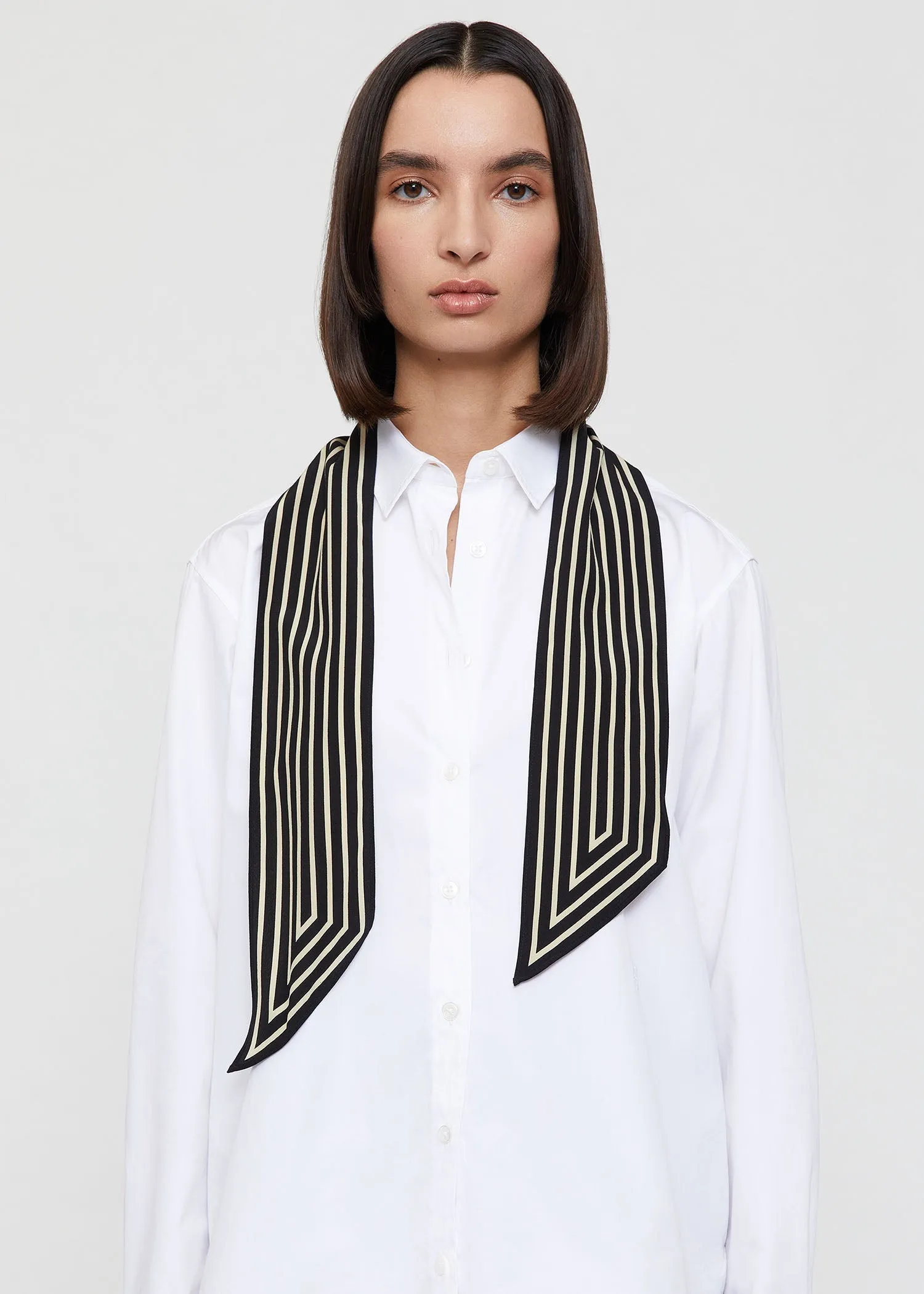 Signature monogram silk ribbon scarf black sold by Toteme