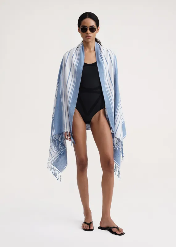 Striped linen-blend sarong cornflower sold by Toteme