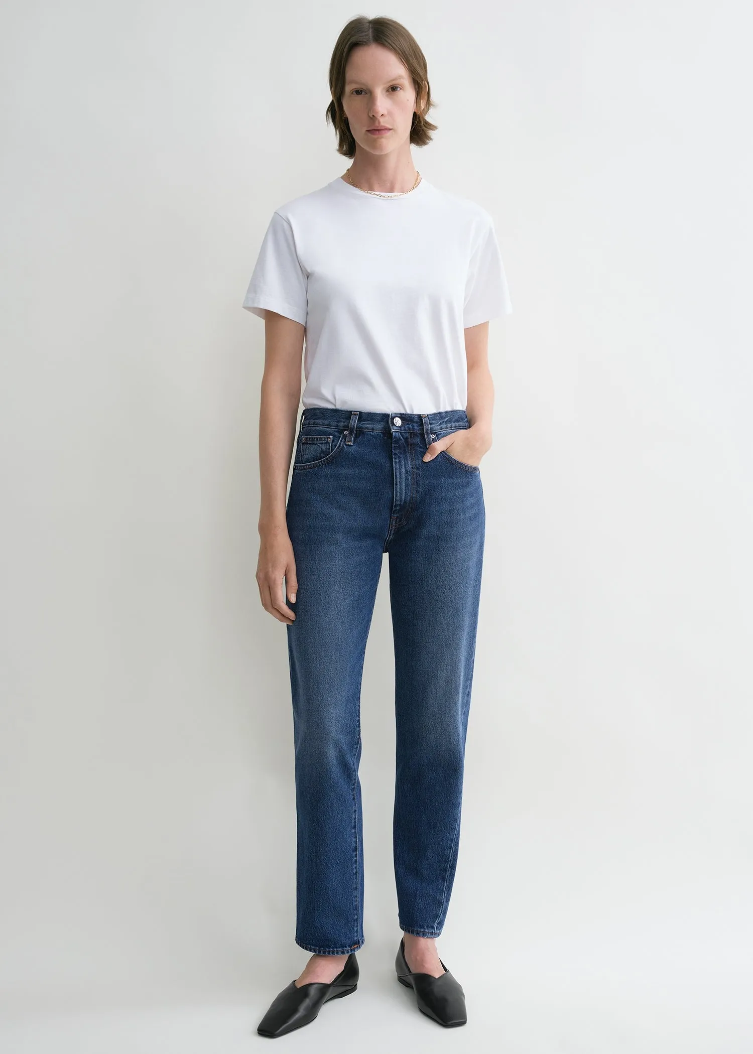 Twisted seam denim washed blue sold by Toteme