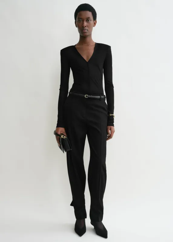 Deep V-neck top black sold by Toteme