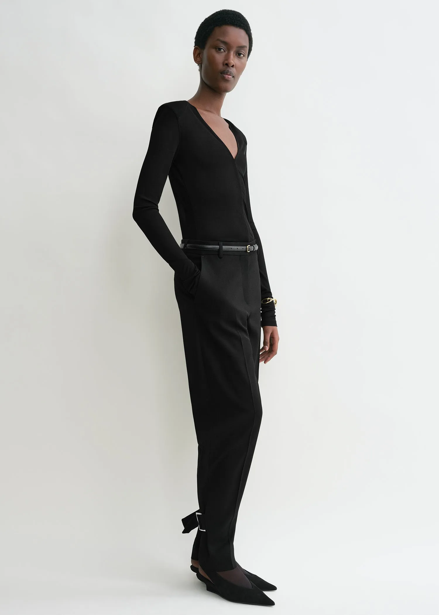 Deep V-neck top black sold by Toteme product image thumbnail 2