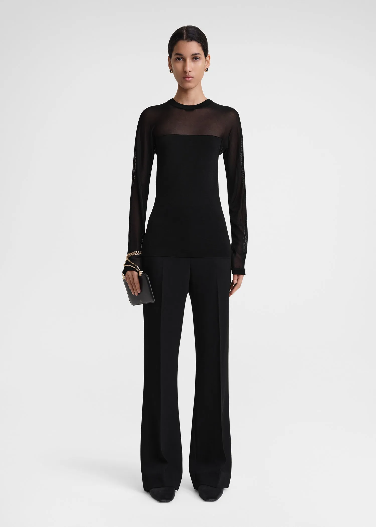 Semi-sheer evening top black sold by Toteme