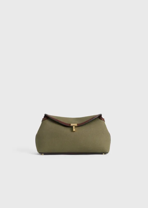 T-Lock canvas clutch khaki green sold by Toteme