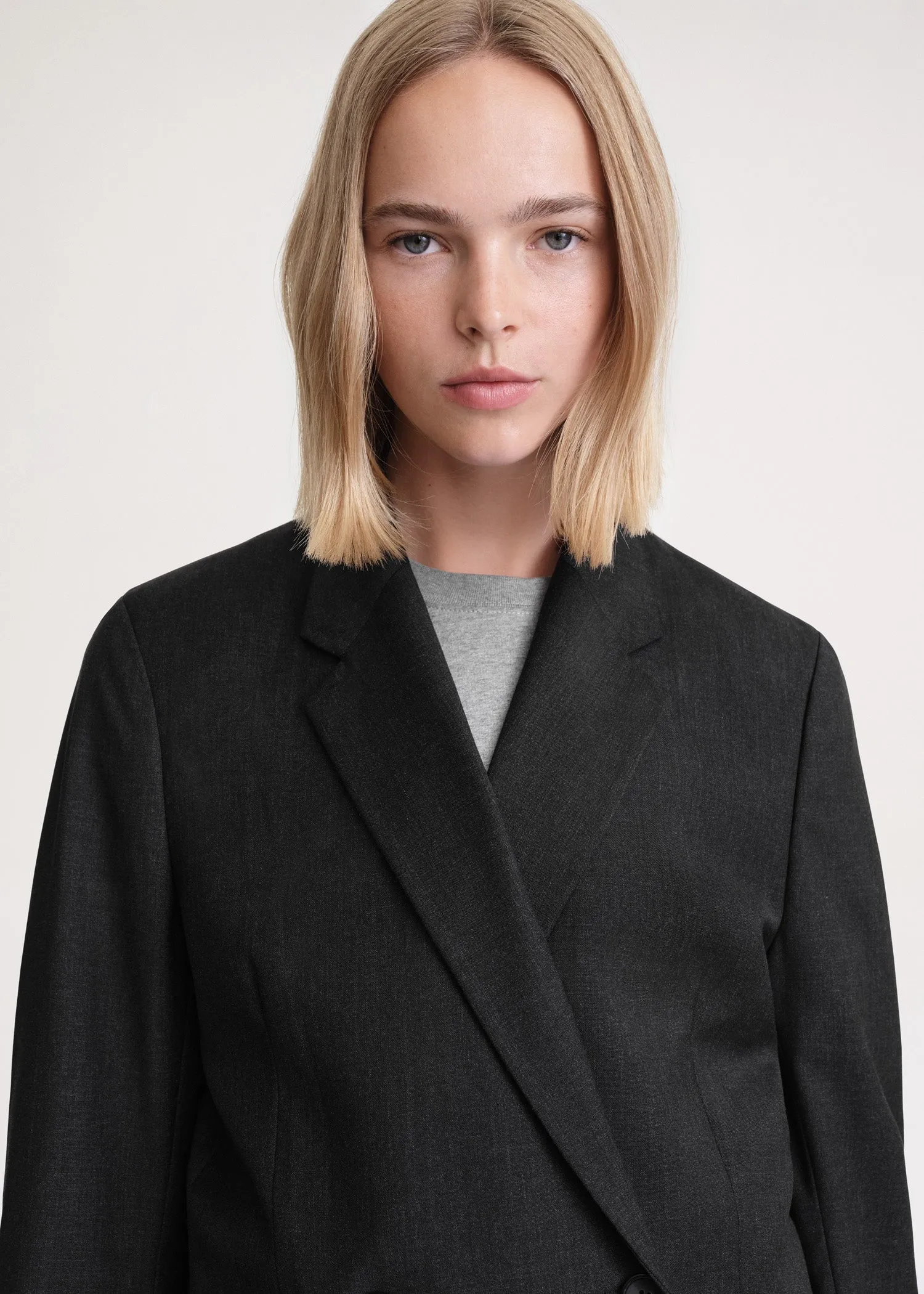 Double-breasted blazer charcoal mélange sold by Toteme product image thumbnail 4