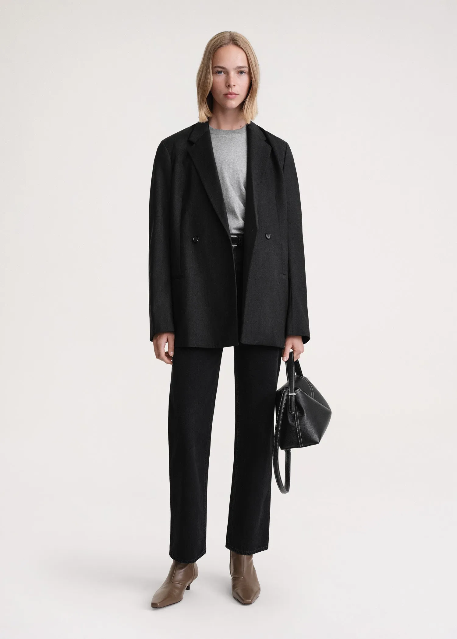 Double-breasted blazer charcoal mélange sold by Toteme