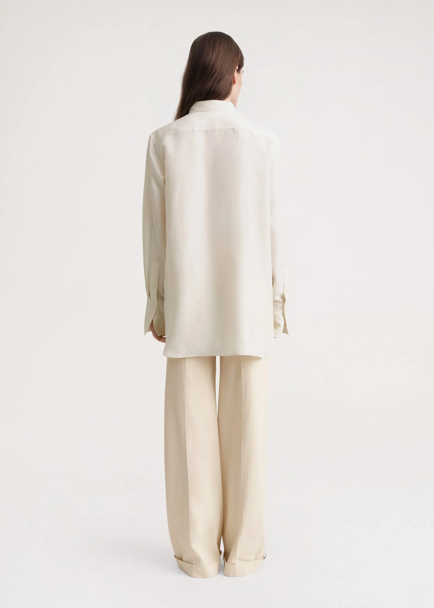 Pleated silk shirt macadamia sold by Toteme product image thumbnail 3