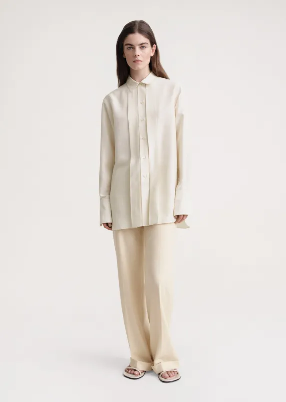 Pleated silk shirt macadamia sold by Toteme