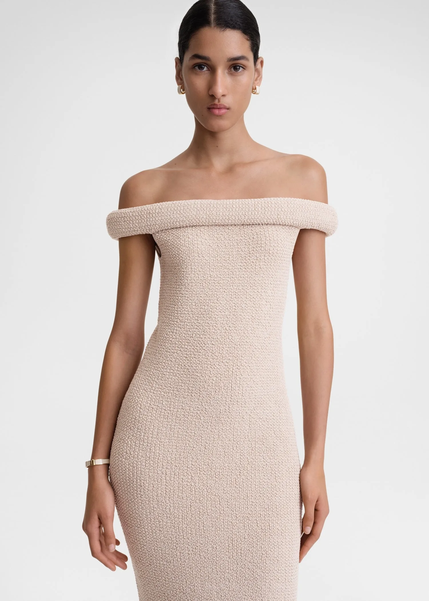Off-shoulder roll knit dress frost sold by Toteme product image thumbnail 4