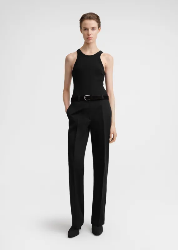 Curved rib tank black sold by Toteme