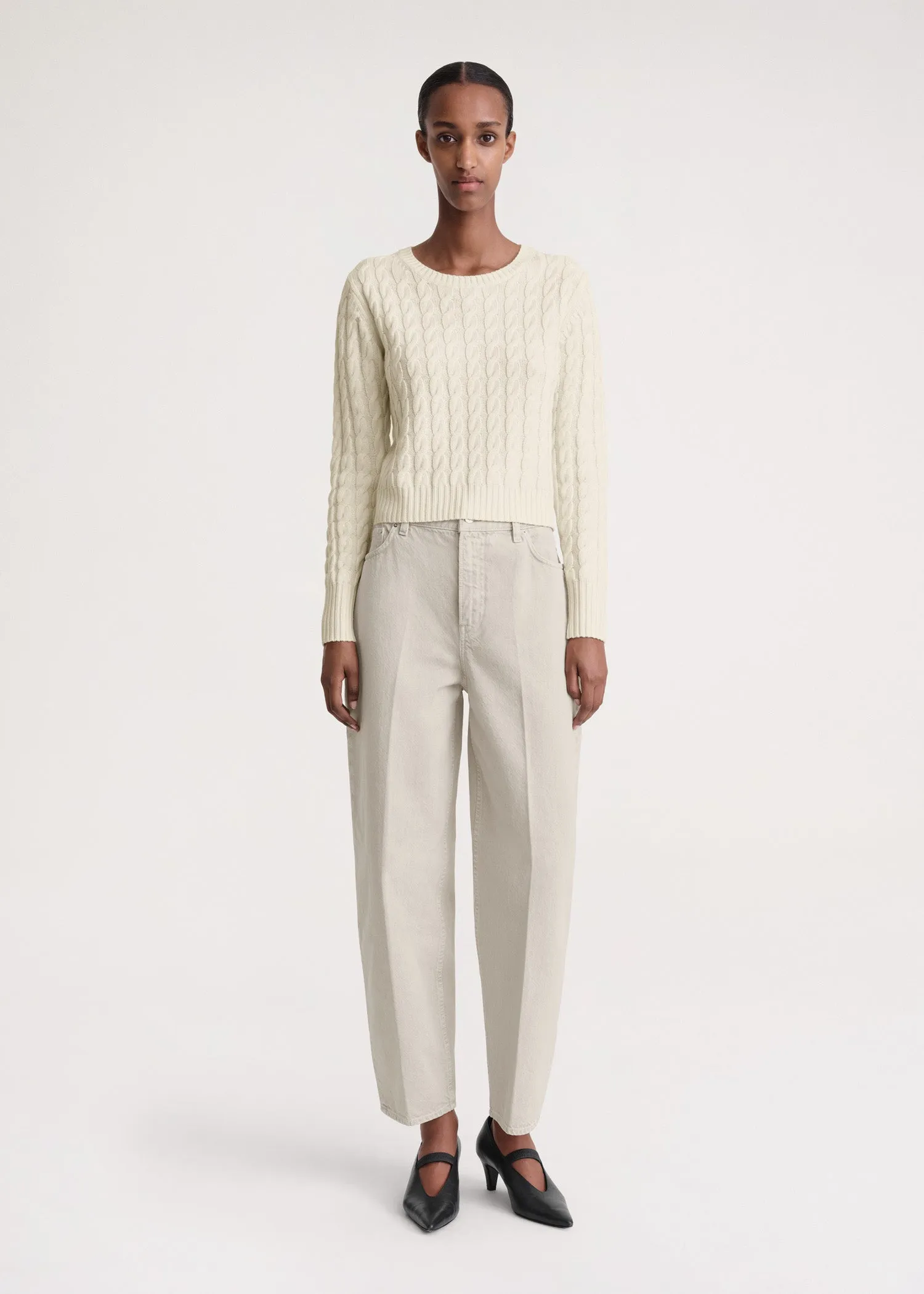 Petite cable knit cream sold by Toteme