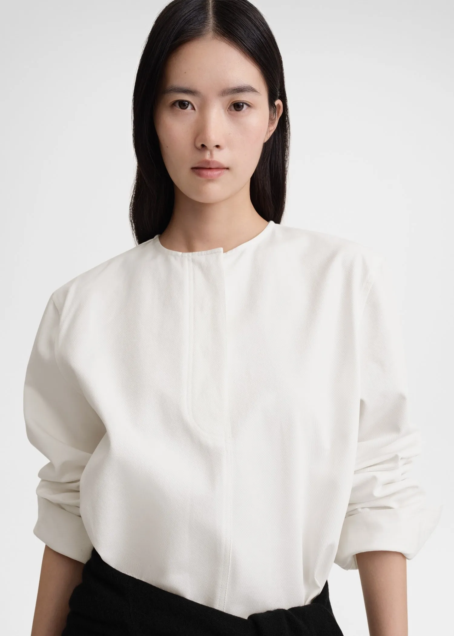 Collarless cotton-twill shirt white sold by Toteme product image thumbnail 2