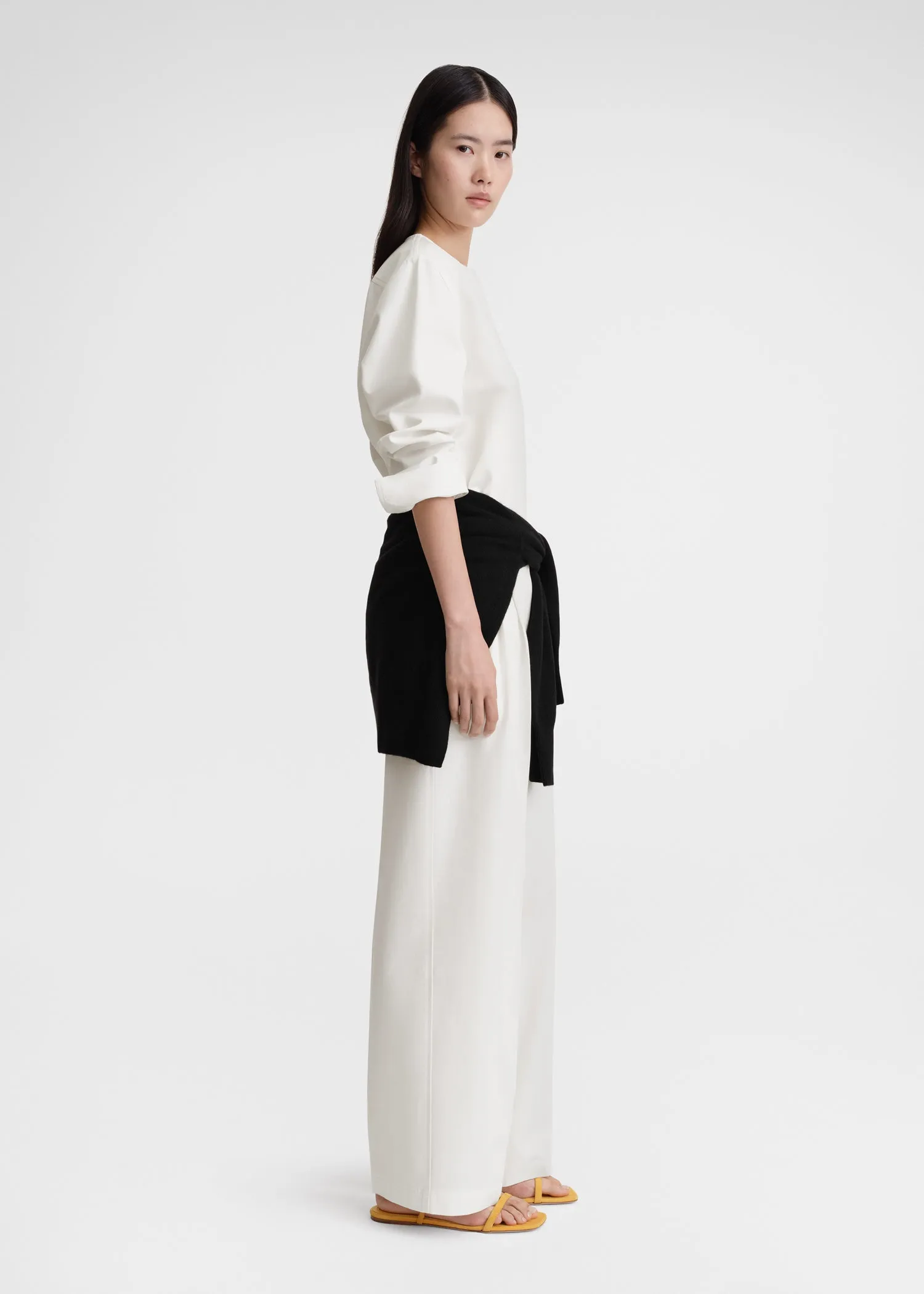 Collarless cotton-twill shirt white sold by Toteme product image thumbnail 3