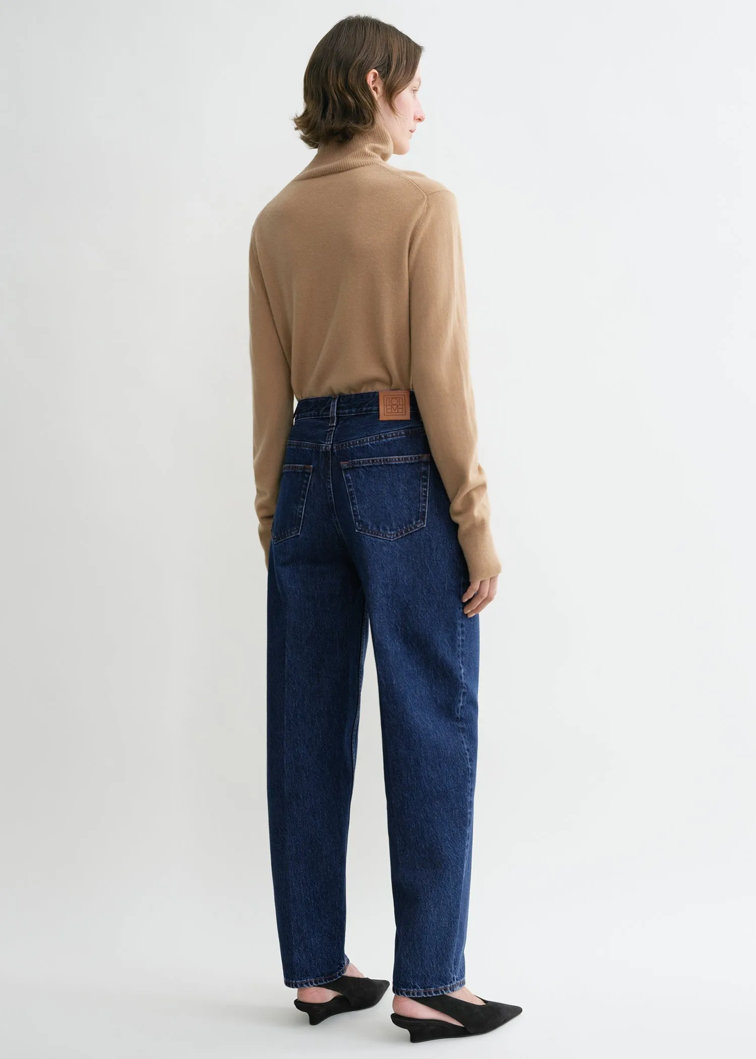 Wide tapered leg denim dark blue sold by Toteme product image thumbnail 3