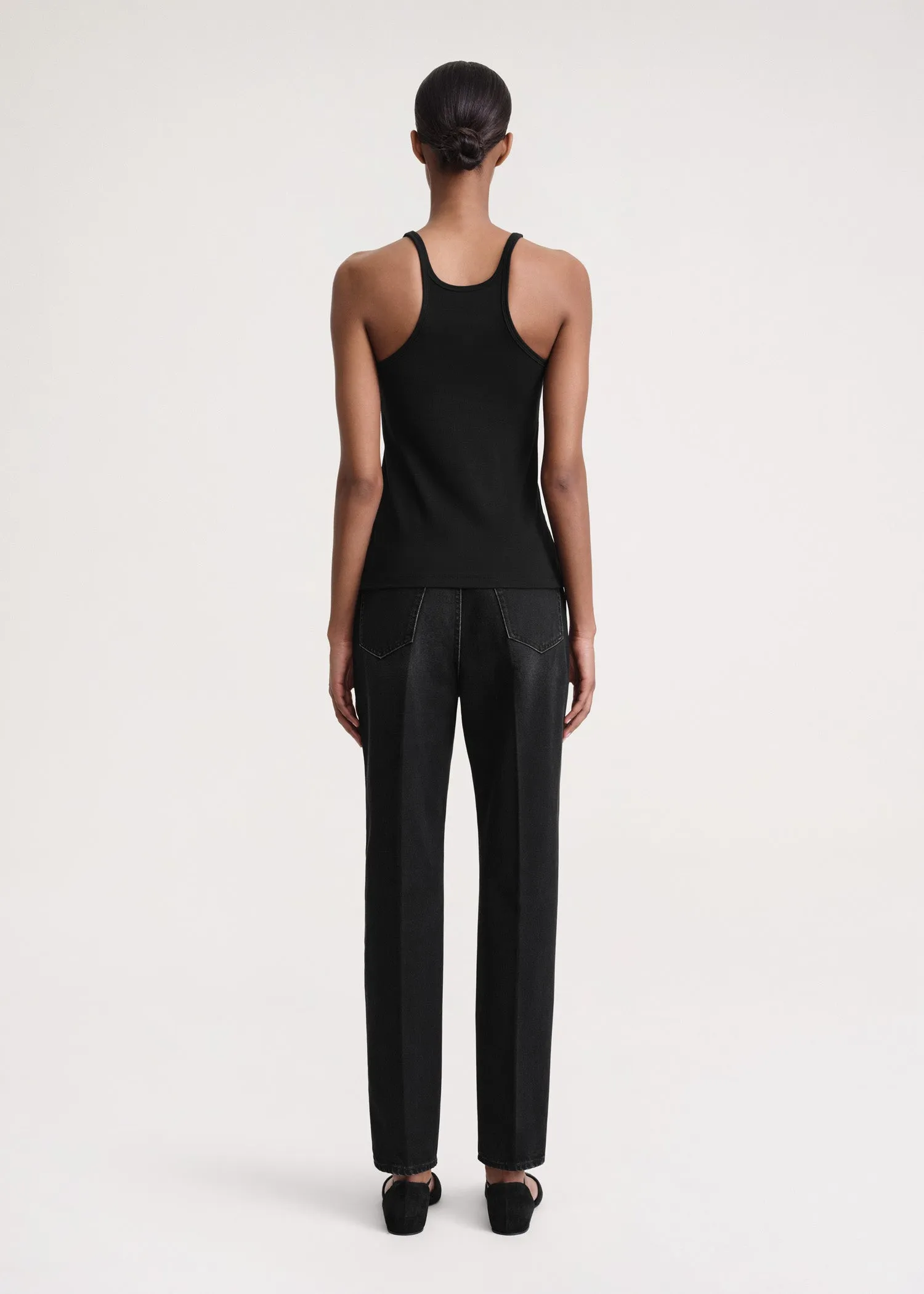 Scoop neck rib tank black sold by Toteme product image thumbnail 3