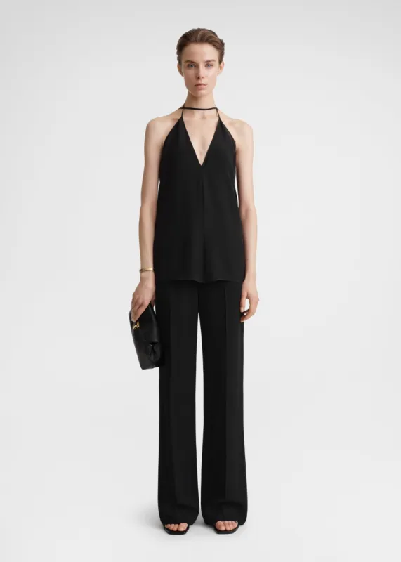 Double-halter silk top black made by Toteme