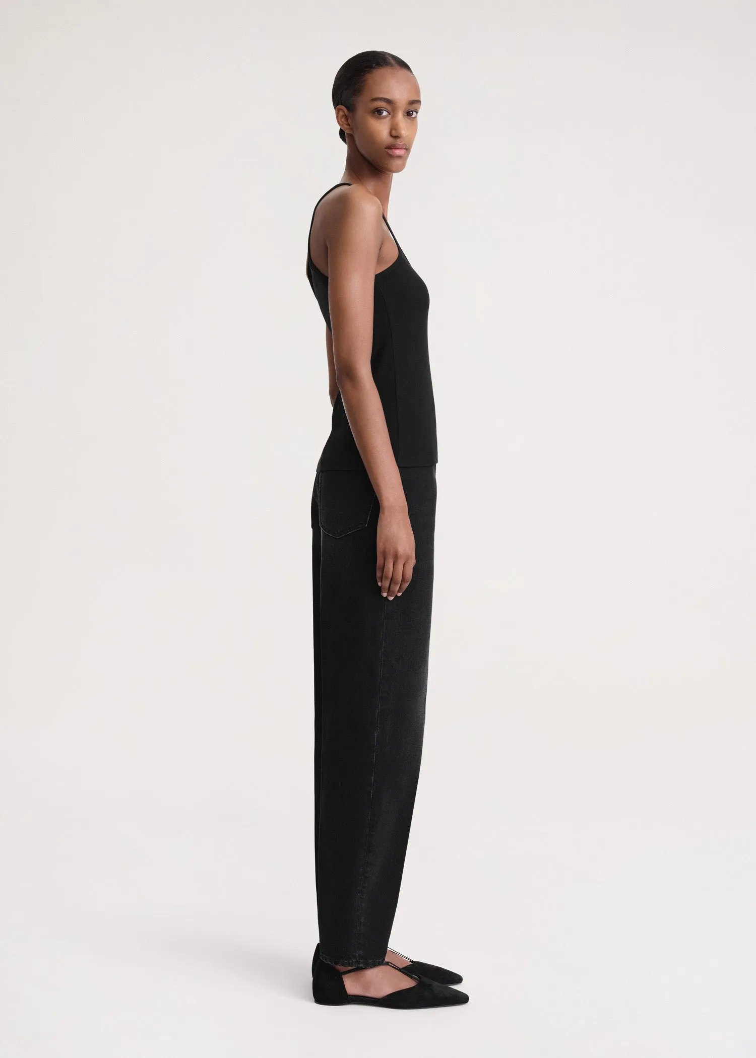 Scoop neck rib tank black sold by Toteme product image thumbnail 2