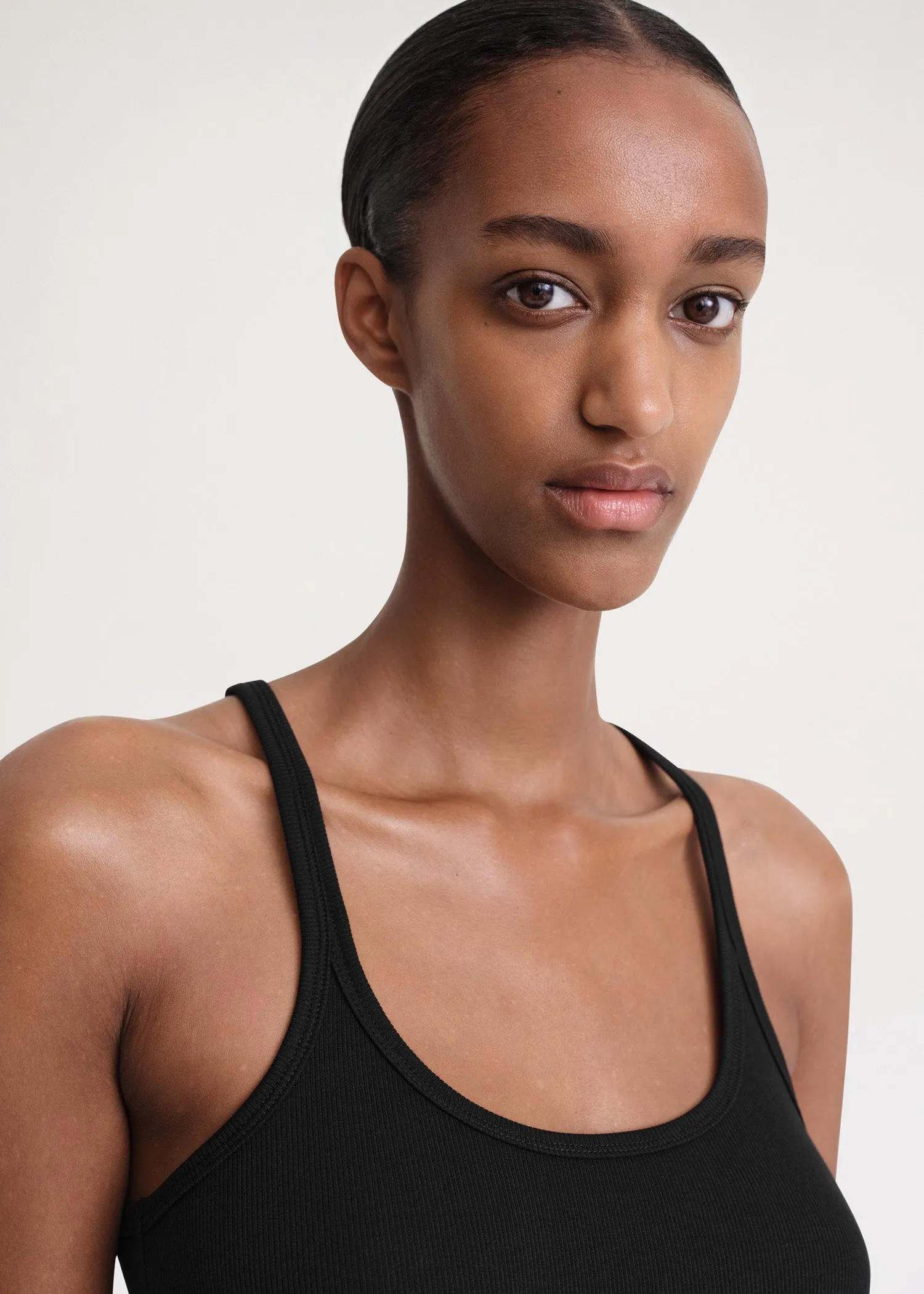 Scoop neck rib tank black sold by Toteme product image thumbnail 4