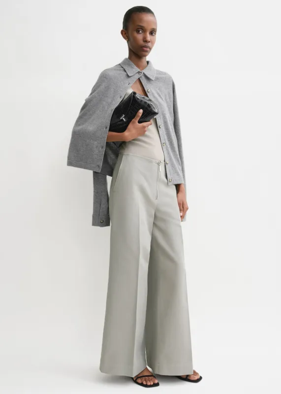 Zip-front wide trousers dove sold by Toteme