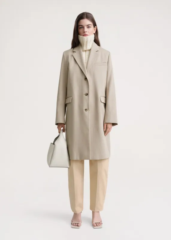Tailored cotton-gabardine coat overcast beige sold by Toteme