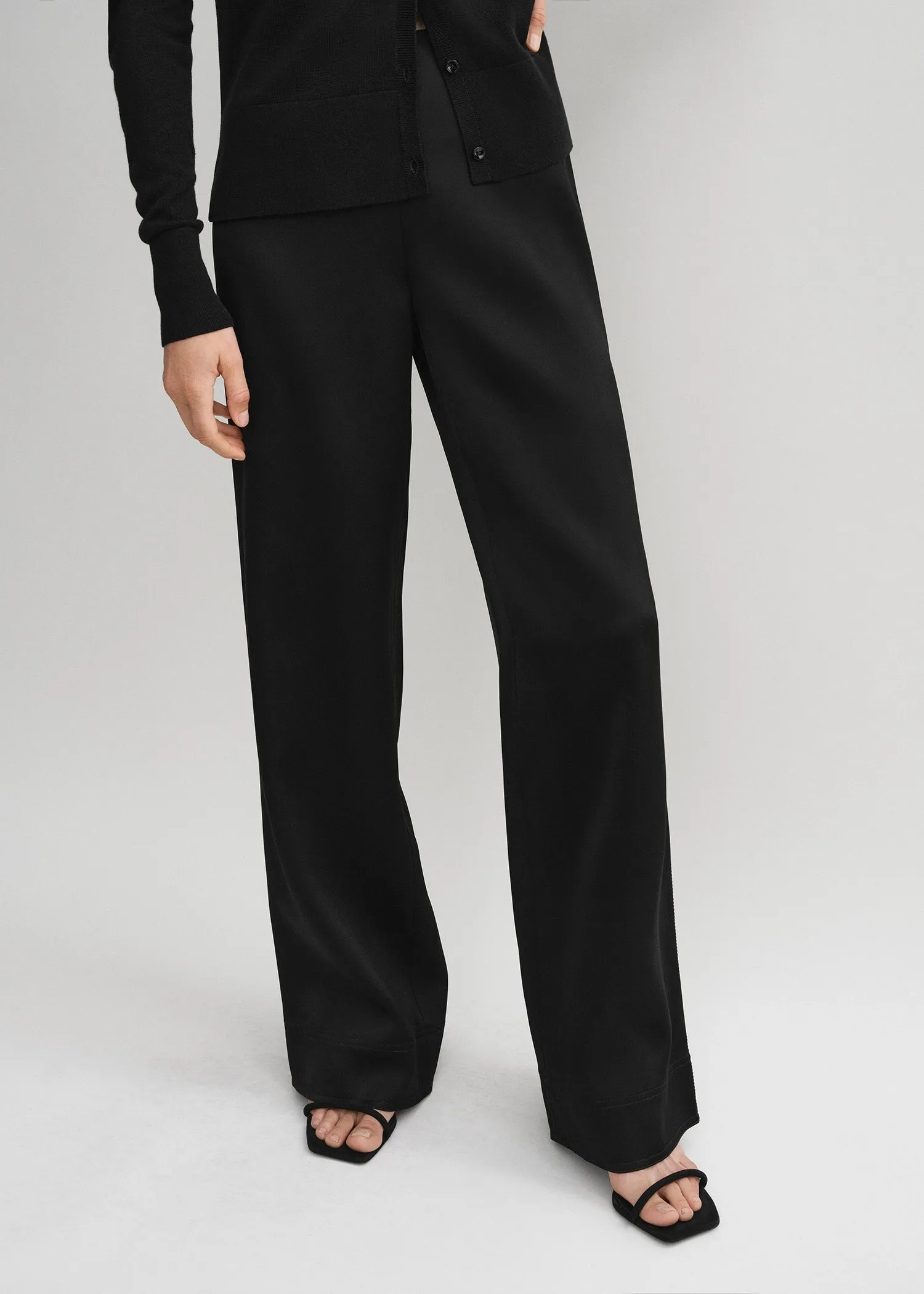 Contrast satin trousers black sold by Toteme product image thumbnail 4