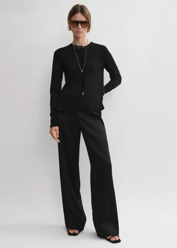 Contrast satin trousers black sold by Toteme