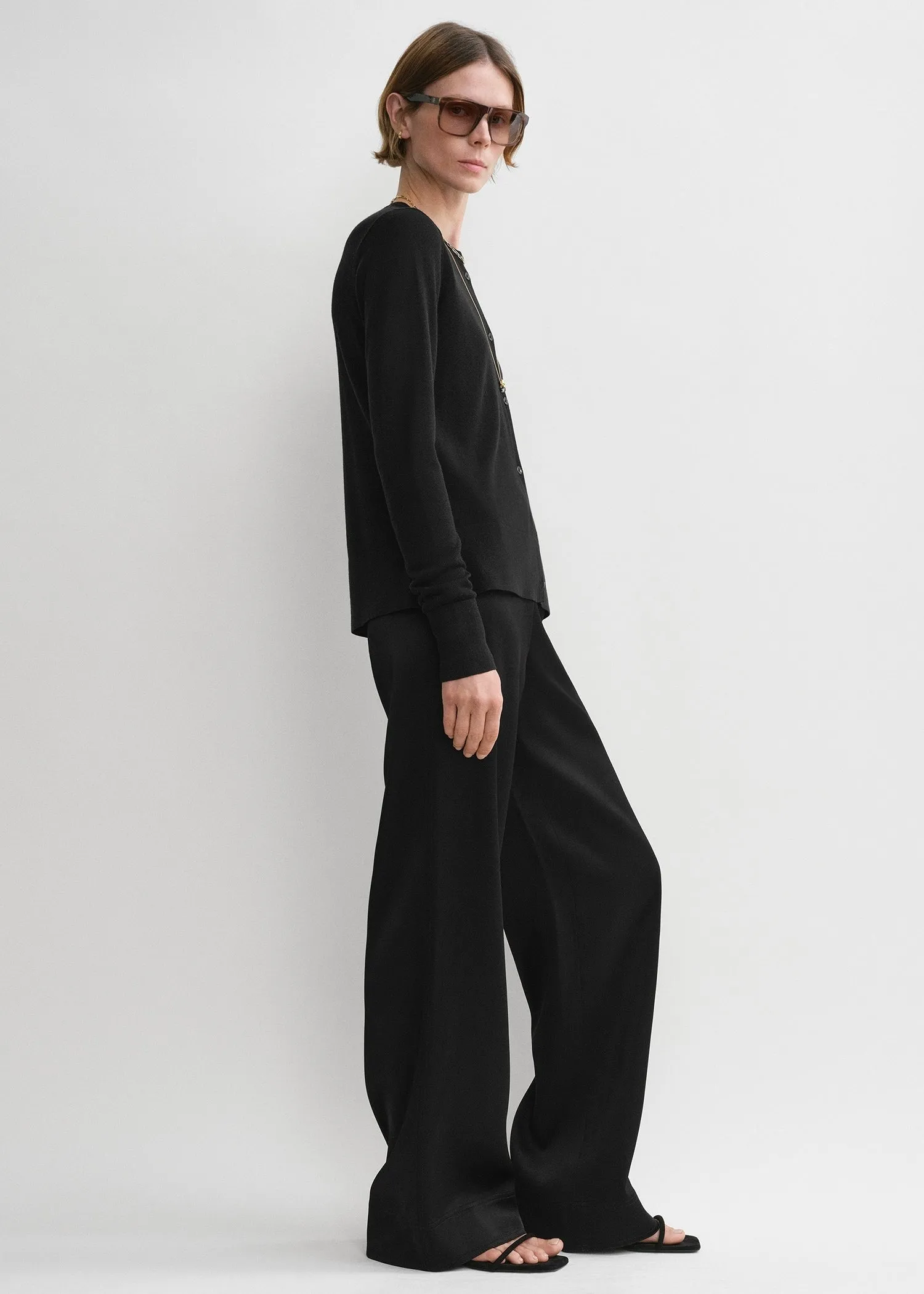 Contrast satin trousers black sold by Toteme product image thumbnail 2