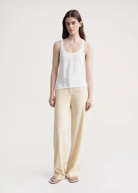 Scoop-neck linen tank top white sold by Toteme