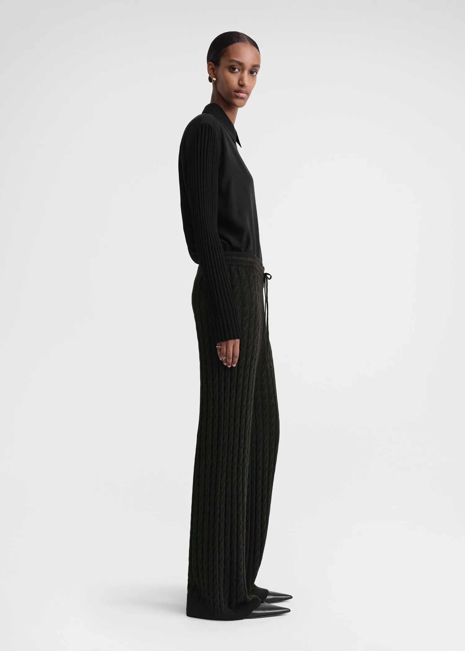 Cable knit trousers espresso sold by Toteme product image thumbnail 2