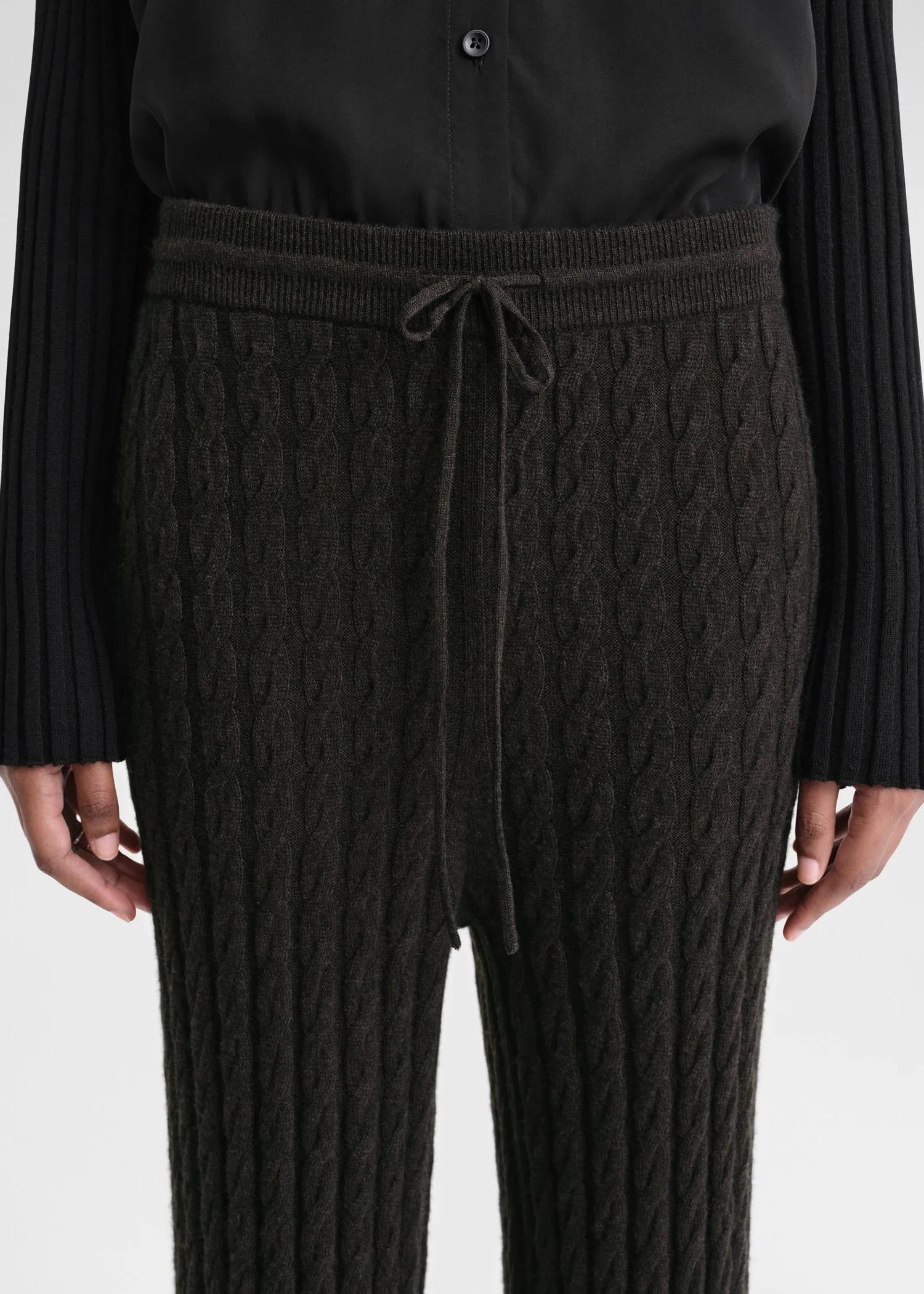 Cable knit trousers espresso sold by Toteme product image thumbnail 4