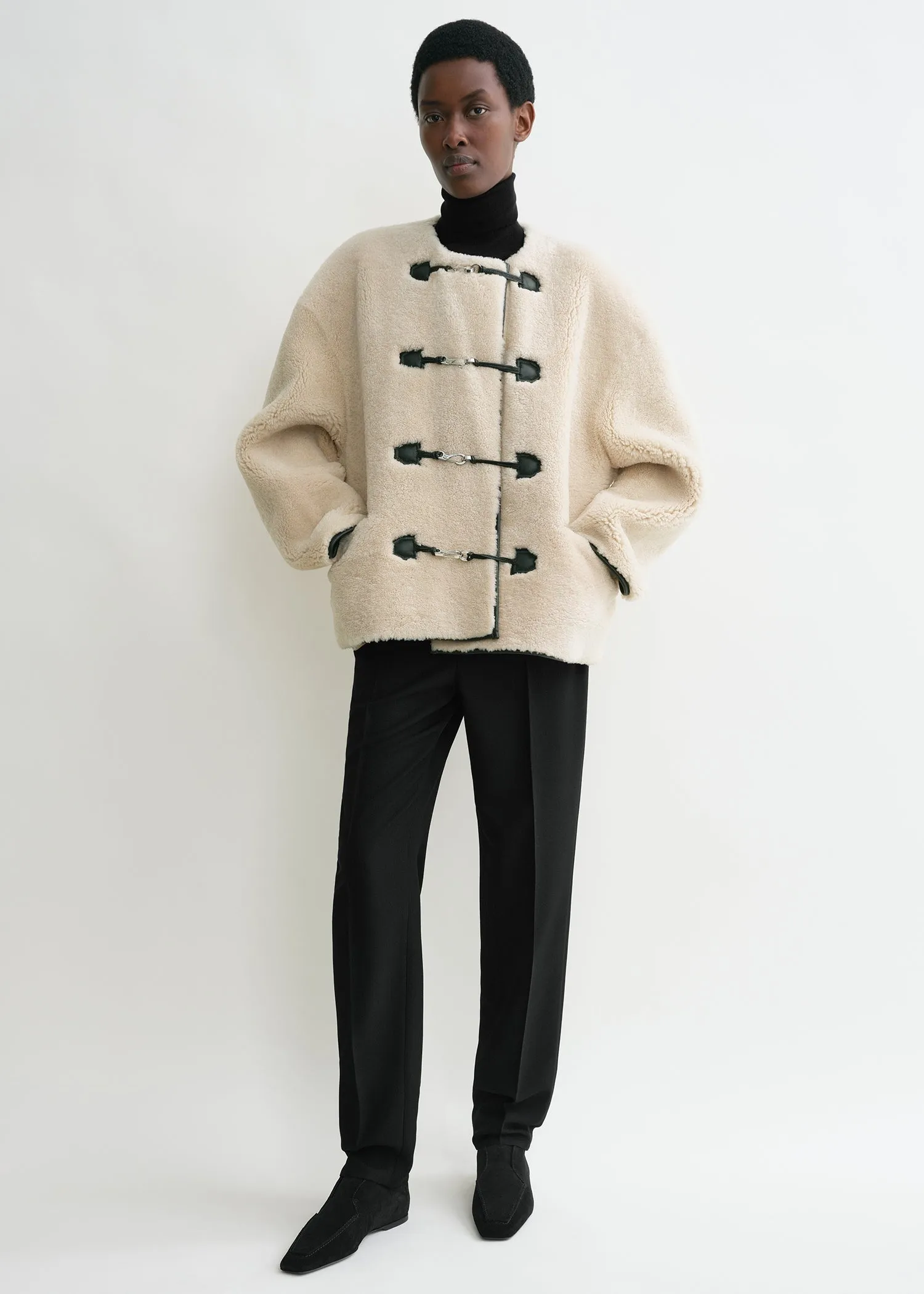 Teddy shearling clasp jacket off-white sold by Toteme product image thumbnail 2