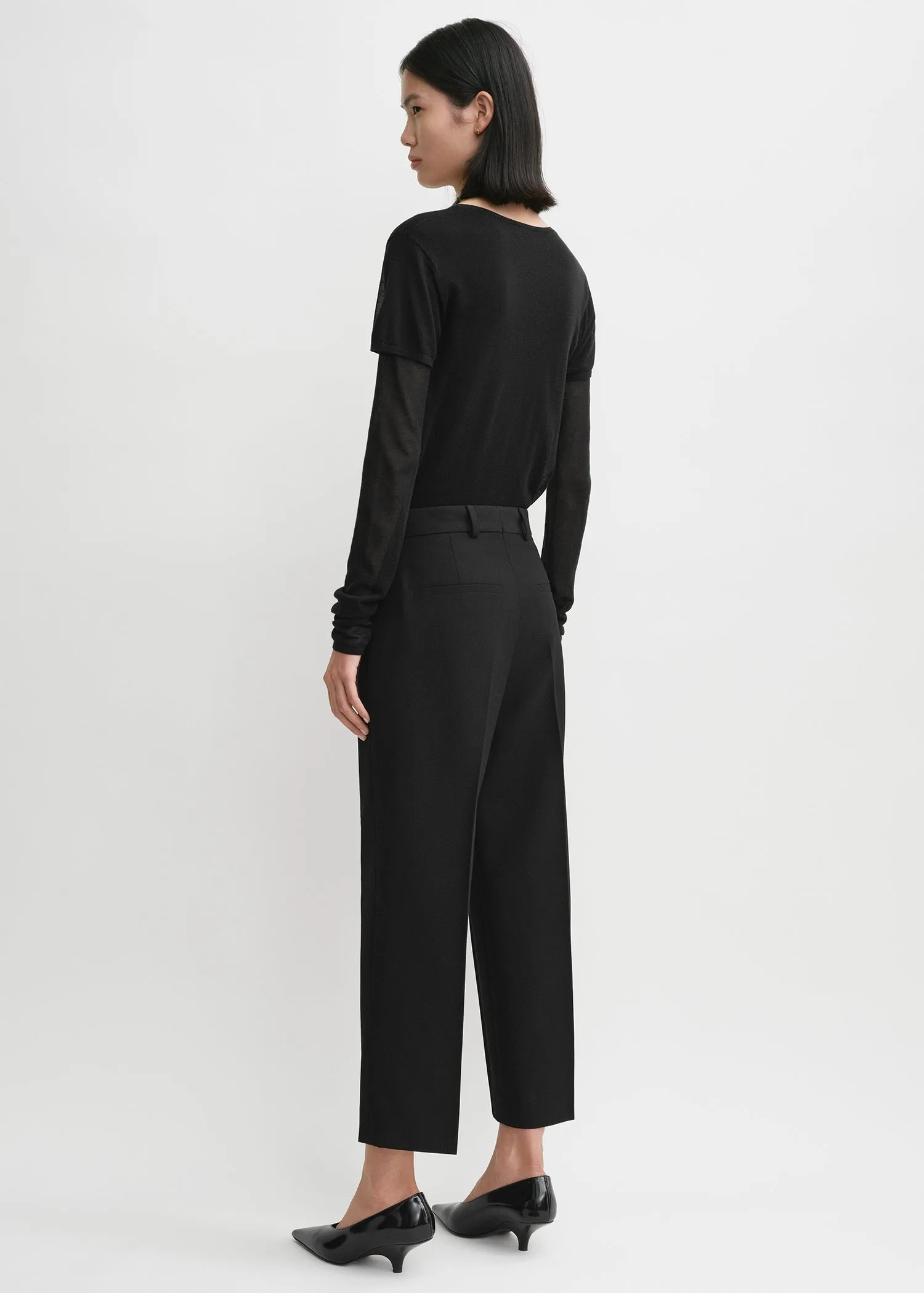 Straight cropped trousers black sold by Toteme product image thumbnail 3