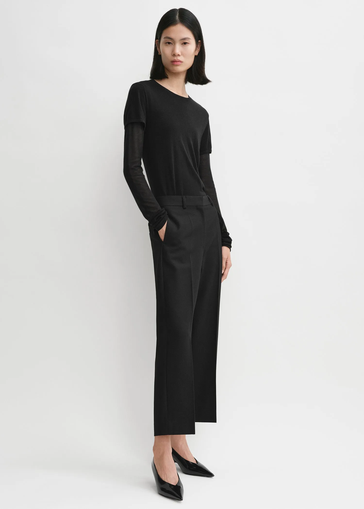 Straight cropped trousers black sold by Toteme product image thumbnail 2