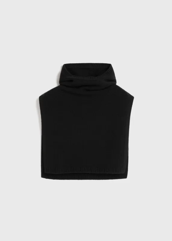 Ribbed wool hoodie bib black made by Toteme