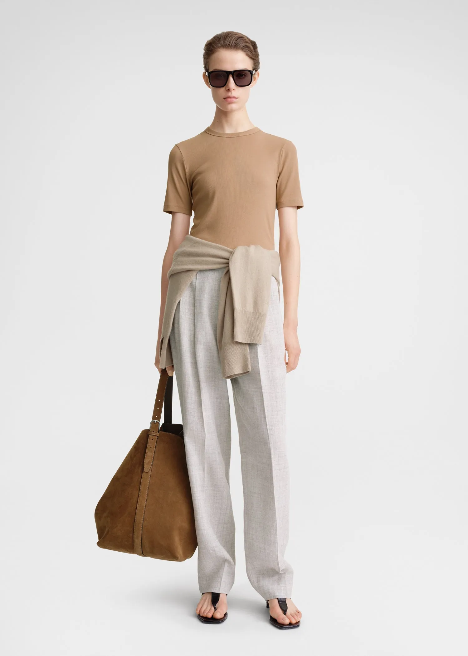 Classic rib tee caramel sold by Toteme