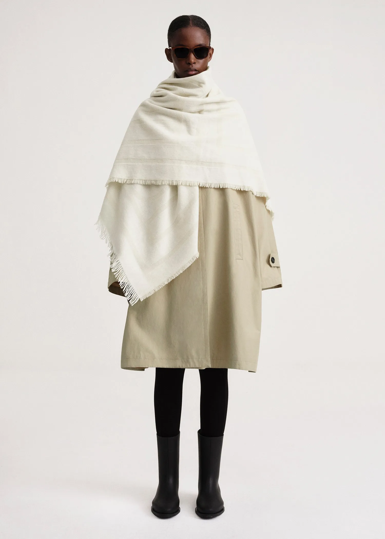 Monogram wool cashmere scarf macadamia sold by Toteme product image thumbnail 2