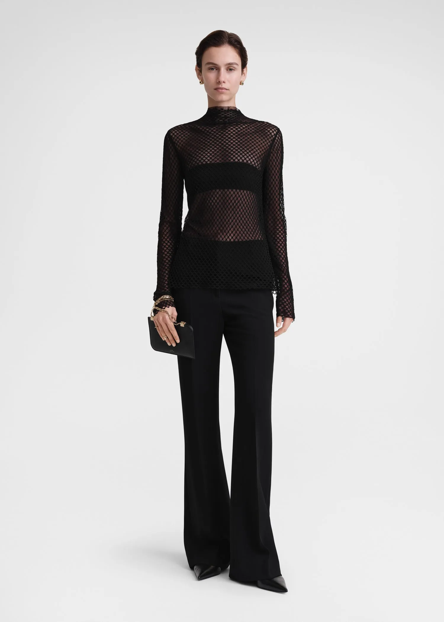 Sheer lace top black sold by Toteme